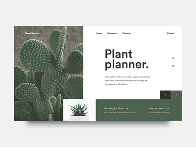 Plant planner. blog design green homepage interface landing minimal simple typography ui ux
