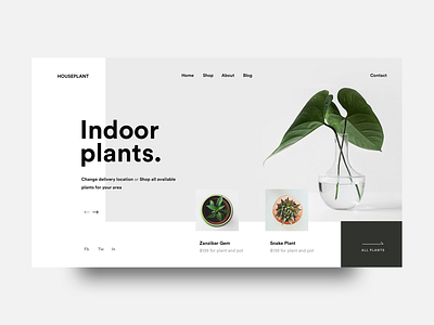 Indoor Plant art clean creative homepage interface interface design landing landing page minimal modern simple typography ui ux