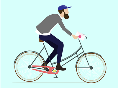 Hi Dribbblers bicycle character debut dribbble first illustration shot vector