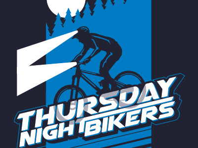 Thursday Night Bikers bike blend blue illustration lights logo moon night t shirt tee transparency trees