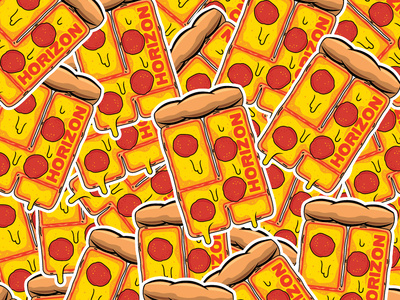 Horizon Watches pizza design illustration logo pizza stickers tee