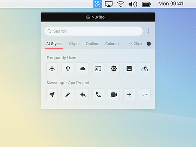 Icon drop menu mac app macos x menu bar menu card mojave nucleo