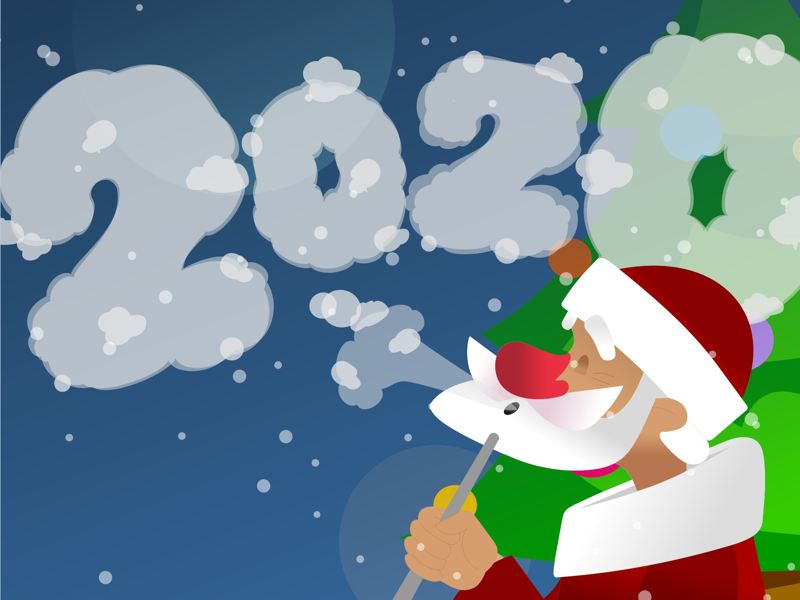 Illustration for Christmas Hookah Event 2020 winter smoke hookah santa new year