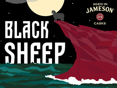 Black Sheep Illustration illustration moon sea sheep