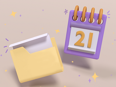 File Manager and Calendar 3D Icon