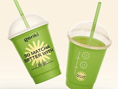 Genki - cup design branding cup design matcha cafe