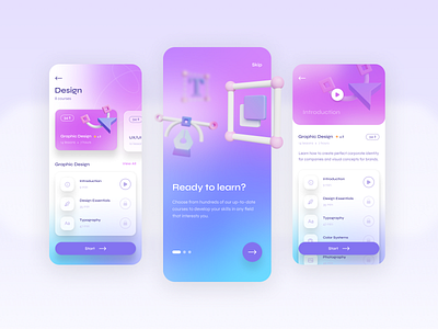 Education Mobile App app design e learning education glassmorphism interface design learning mobile online learning ui uxui