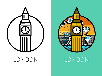 Monuments - London badge circle city colour design illustration logo london monuments outline rebound