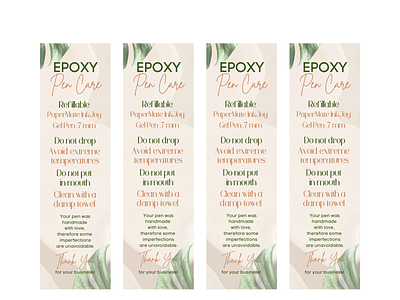 Boho Palm Epoxy Pen Care Cards boho palm leaf epoxy care epoxy pen care epoxy pen care cards epoxy pen care instructions papermate ink joy gel pen