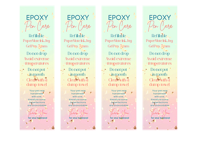 Rainbow Sparkle Epoxy Pen Care Cards