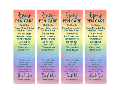 Rainbow Epoxy Pen Care Cards