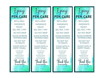 Teal Marble Epoxy Pen Care Cards design epoxy care epoxy care instructions epoxy pen care epoxy pen care cards epoxy pen care instructions illustration marble papermate ink joy gel pen teal