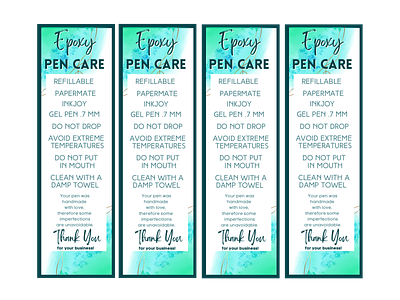 Teal Marble Epoxy Pen Care Cards