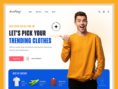 Eastasy- Website landing page design brand design branding classic ui clean ui design cloth cloth ui cloth website design colorfull website design eastasy website design gucci website design iamhosenrahman nike website design product design redesign website ui design ui designer ux design web design website design cloth website