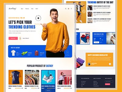 Eastasy- Website landing page design brand design classic ui clean ui design cloth 2022 cloth ui cloth web ui design fashion website iamhosenrahman illustration redesign website treandy website design trendy web ui ui ui design ui ux ux design web design web ui ux