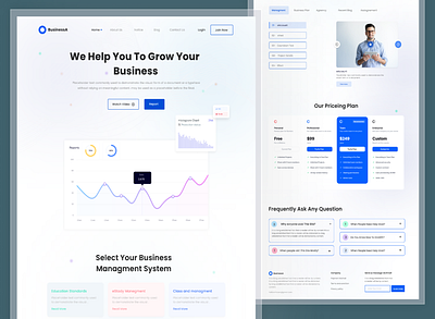 Saas Landing Page brand design buseness ui business business managment classic ui clean ui design company company managment website design hello sass illustration landing page ui saas saas design saas landing page sass website ui design uiux ux design web design