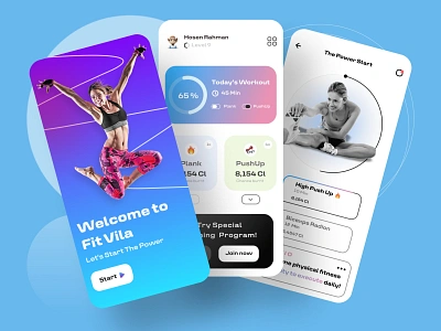 Fitness App animation app ui app ux brand design classic ui clean ui design fitness app fitness app ui health app health tracer app ui mobile mobile app mobile app design print running ui design web design workout workout app yoga