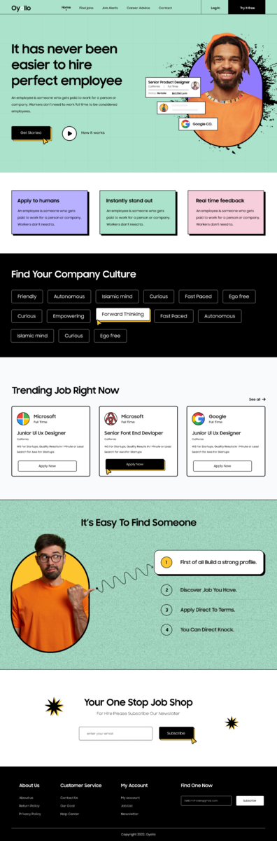 Job Portal site Landing Page by Hosen Rahman🏅 for Oyolloo on Dribbble