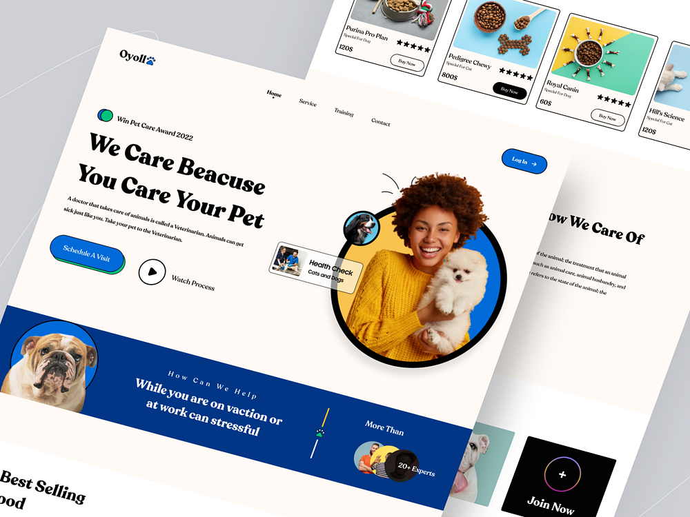 Pet Care Website Landing Page by Hosen Rahman🏅 for Oyolloo on Dribbble