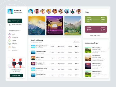 Travel booking dashboard adventure booking app dashboard dashboard ui destination explore flight app iamhosenrahman travel travel agency travel app travel booking travel dashboard travelling trip ui design uiux vacation web design website