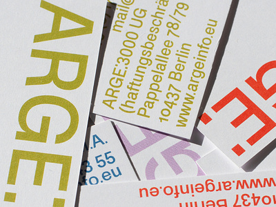 ARGE: Business cards font graphic design type type design typedesign typeface typography