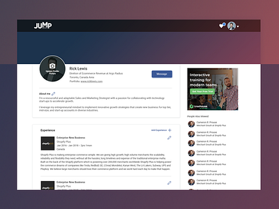 Jump Recruits jump recruits profile ui ui design user interface ux ux design web design