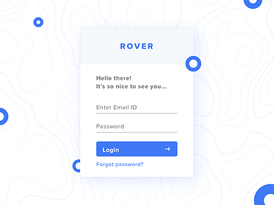 Rover Login blue card login login box login form login page material material design rover white