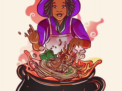 Twisted Ramen branding brew cauldron design illustration illustrator japanese ramen witch