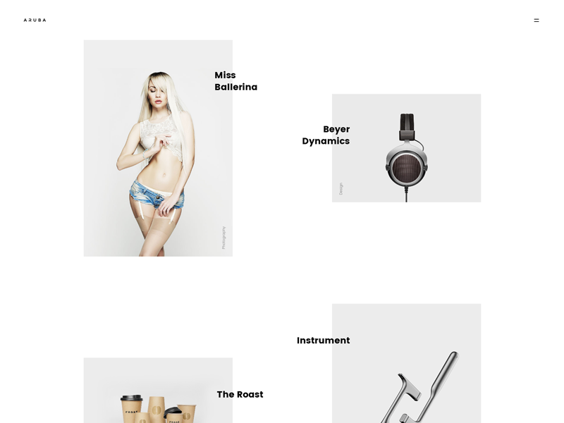 Aruba minimal portfolio grid creative minimal white gird template portfolio