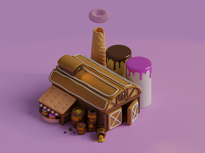 Chocolate Factory 3d blender factory graphic design illustration sweets
