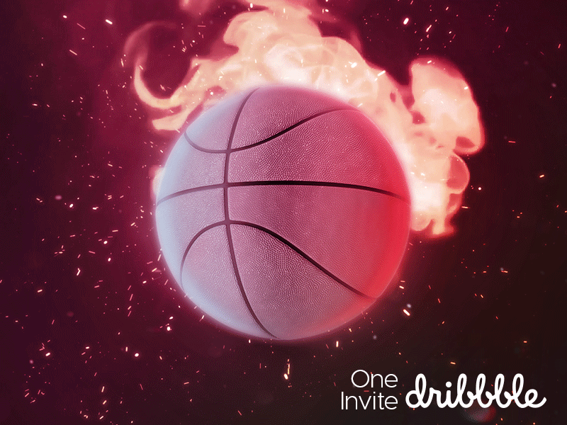 Dribbble Invite Giveaway ball basketball cinemagraph design draft dribbble fire flames graphic invite photoshop shot
