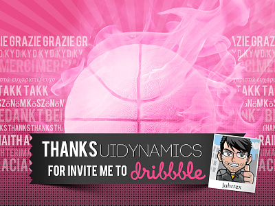 Thank you UIDYNAMICS ! debut shot draft drafted dribbble ball first shot invite juhrrex pink uidynamics