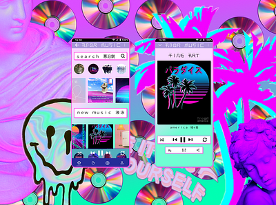DailyUI #9 vaporwave music player app concept daily dailyui design material ui