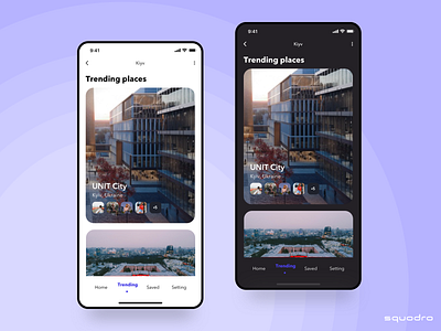 Travel app dark dark mode places travel trip ux