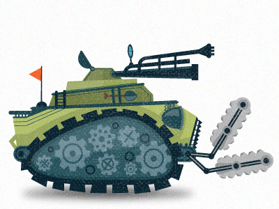 Destrukto armor chainsaw destruction guns illustration tank vector war