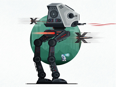 AT-ST Walker endor fighter flat illustration lava r2d2 rebels star wars vector walker xwing