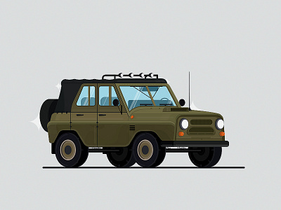 UAZ - 469 4x4 army car cars emergency flat isometric jeep military soviet uaz vector