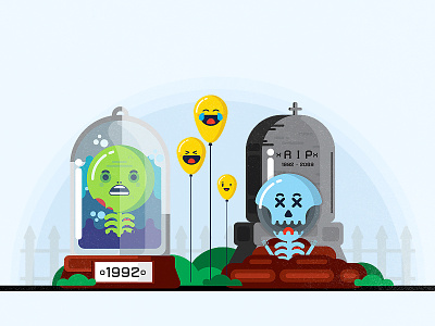 Zombi Weekend bones death emoji emoticon flat grave lol rip skull smile vector zombi