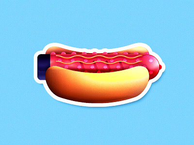 Hot Dildog dildo erotic funny hot dog joke junk food pink sauce sausage sticker