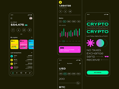 Crypto Wallet bitcoin crypto dark mode design ethereum figma money typography user ux wallet