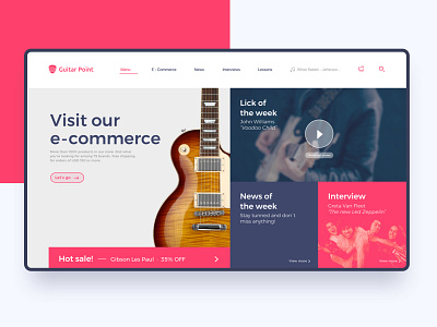 Music Store commerce guitar music responsive screen sketch ui visual website