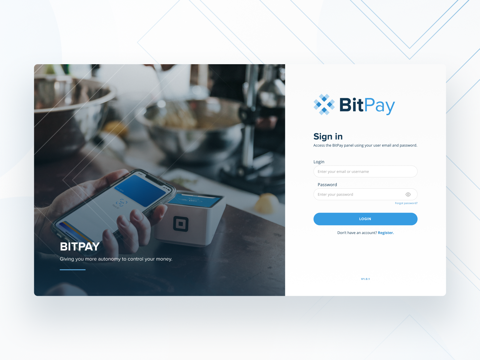 Login Page for digital wallet dashboard by Nathan Dias on Dribbble