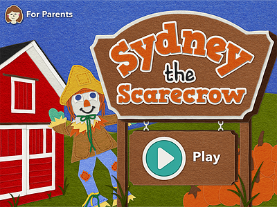 Sydney The Scarecrow Title Screen felt illustration ios ipad iphone kids savvy apps sydney the scarecrow