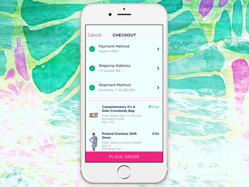 Lilly Pulitzer Checkout Confirmation animation app ios iphone lilly pulitzer prolific interactive ui
