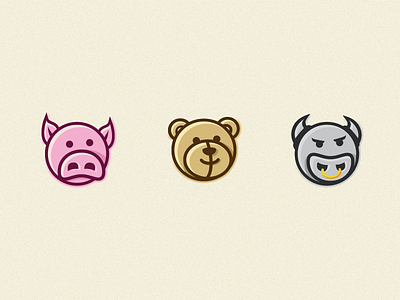 Animal Icons animal bear brown bull grey icon pig pink stickers tshirt xalion