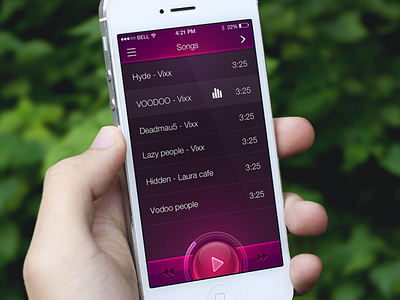 Music Player Ui glossy interface ios jelly music player purple red skeuomorphic songs ui xalion