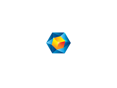 Crystal Cube blue crystal cube hexagonhex logo mark orange red xalion