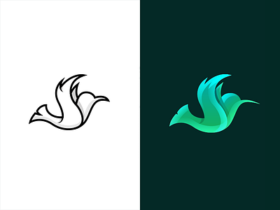 Humming Fish - Logo Mark bird blue design fish gloss gradient green humming logo mark sketch xalion