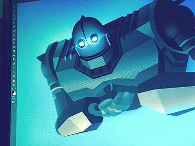 Iron Giant Illustration animation blue flare future giant illustration iron retro robot
