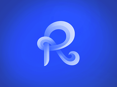 R - Wind Letter blue curve curves letter logo mark r smooth typographic typography wind